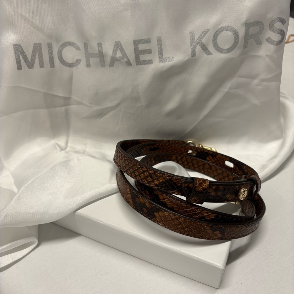 Michael Kors Brown and Black Leather Snake Print Crossbody Strap
